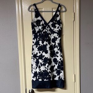 J. Crew Floral Navy & White Linen Dress Size 8